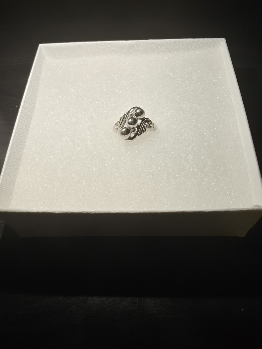Sterling Silver Wave Dot Ring - Silver